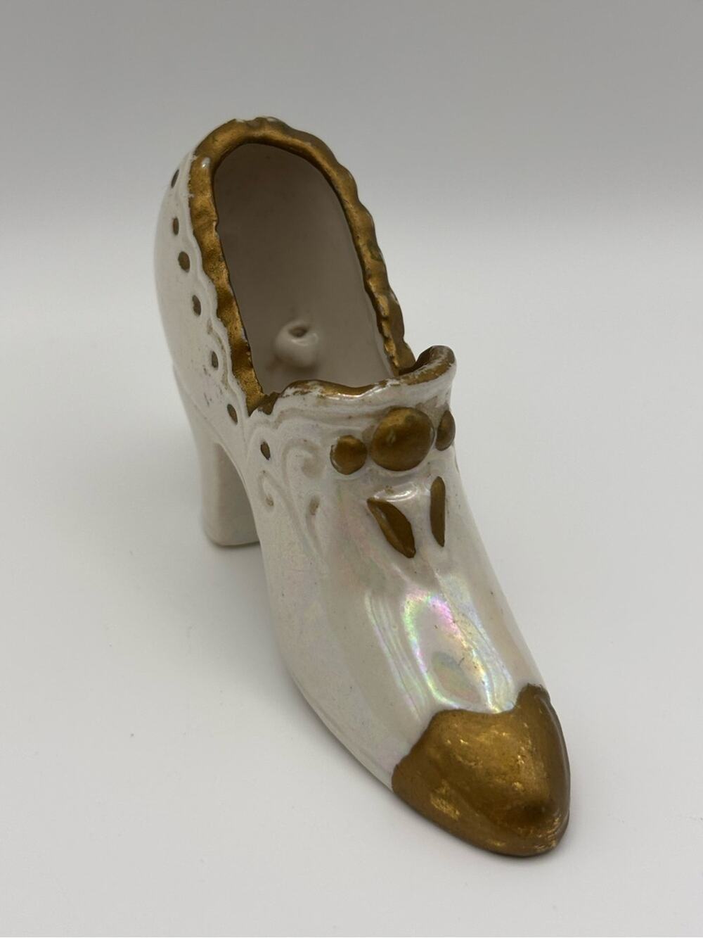 Vintage Lusterware Porcelain Victorian-Style Shoe Figurine Vase or Air Plant Pot
